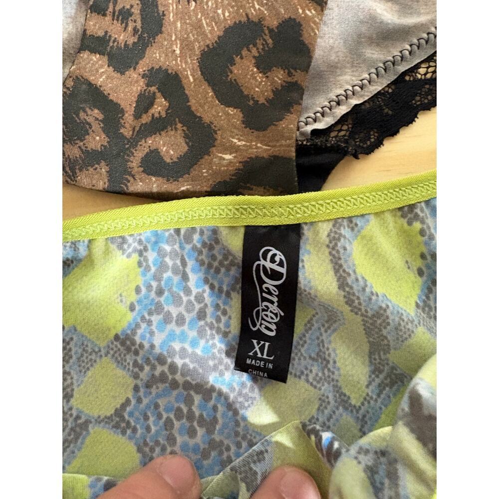 Dereon Womens Size XL Hipster Panty Brown Blue Geometric Lace Trim LOT OF 2 - Picture 5 of 8